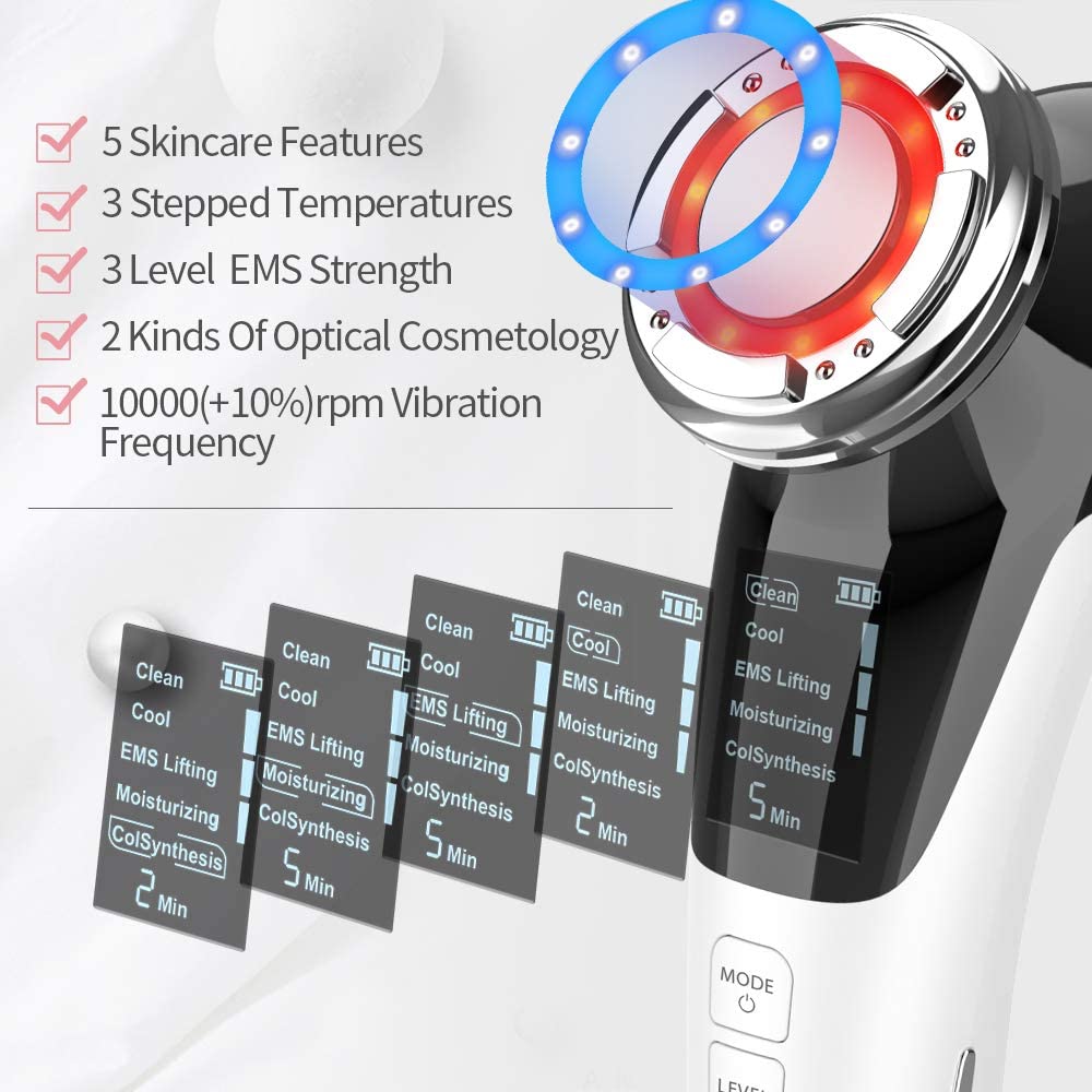5-in-1 Ultrasonic EMS Facial Massager | Anti-Aging Skin Device