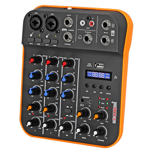 4-Channel Audio Mixer | Bluetooth 5.4 + USB Interface | DJ & Studio