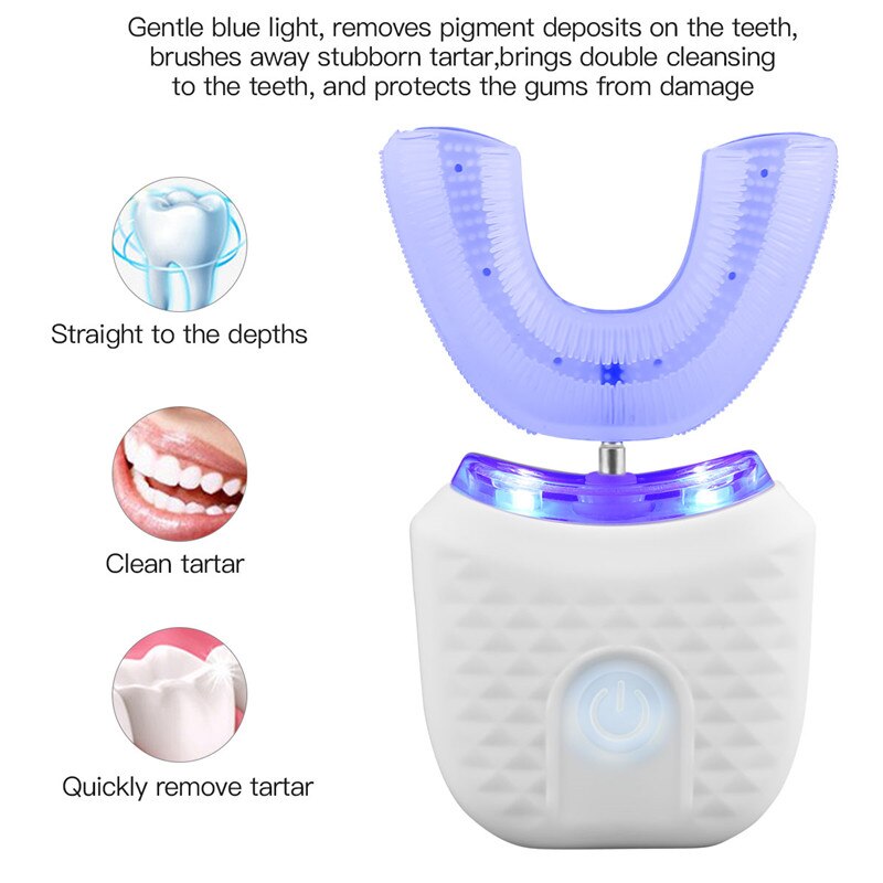 360° Ultrasonic Electric Toothbrush | Blue Light Whitening | 3 Modes
