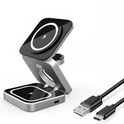 Foldable 3-in-1 Wireless Charging Stand | iPhone, Watch & AirPods | MagSafe Compatible