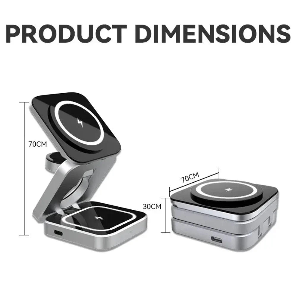 Foldable 3-in-1 Wireless Charging Stand | iPhone, Watch & AirPods | MagSafe Compatible