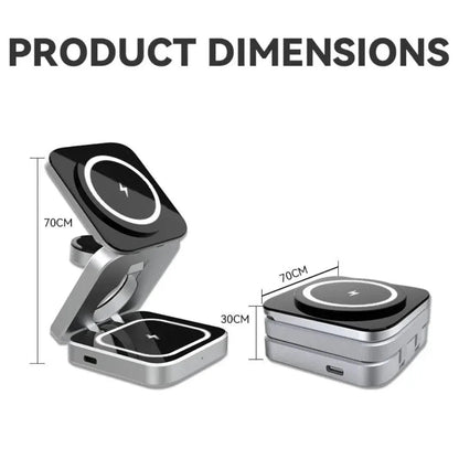 Foldable 3-in-1 Wireless Charging Stand | iPhone, Watch & AirPods | MagSafe Compatible