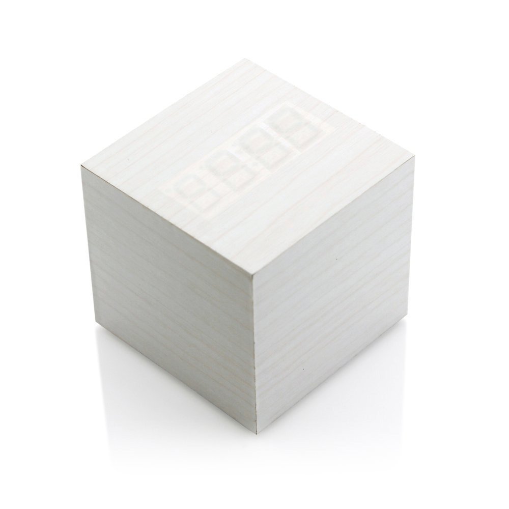 Voice-Activated LED Cube Alarm Clock | Wood Design | Date & Temperature