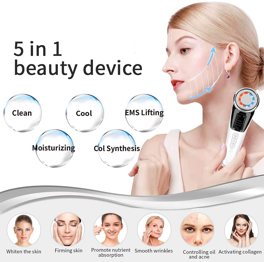 5-in-1 Ultrasonic EMS Facial Massager | Anti-Aging Skin Device