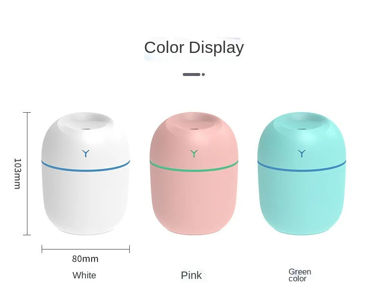 USB Ultrasonic Humidifier & Aroma Diffuser | LED Night Light | 3 Colors