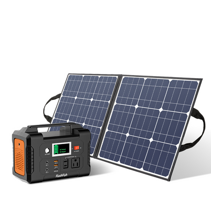 FlashFish 200W Portable Power Station + 50W Solar Panel | 151Wh Off-Grid Kit