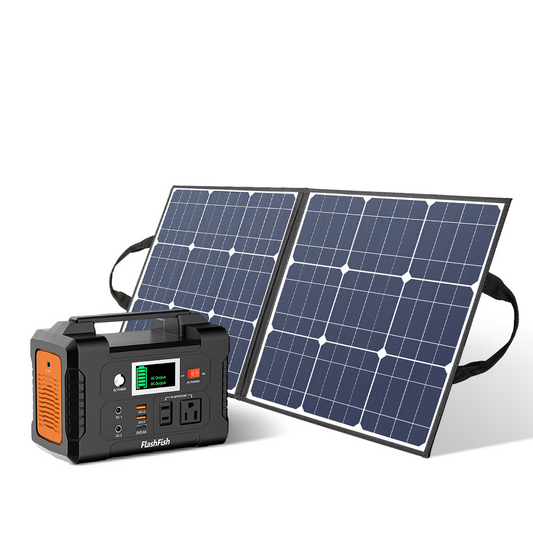 FlashFish 200W Portable Power Station + 50W Solar Panel | 151Wh Off-Grid Kit
