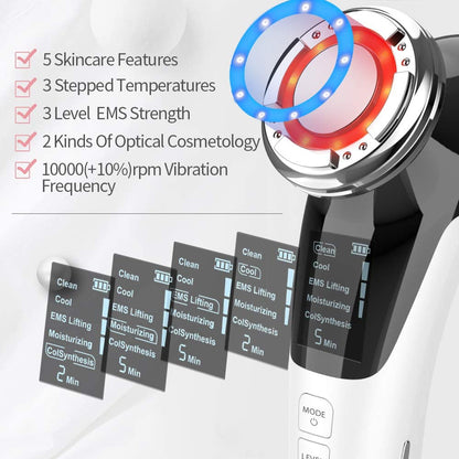 5-in-1 Ultrasonic EMS Facial Massager | Anti-Aging Skin Device