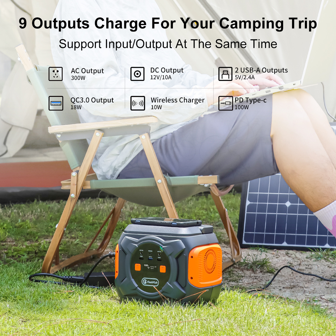 320W Portable Emergency Power Station | 292Wh + Wireless Charging | Solar Ready