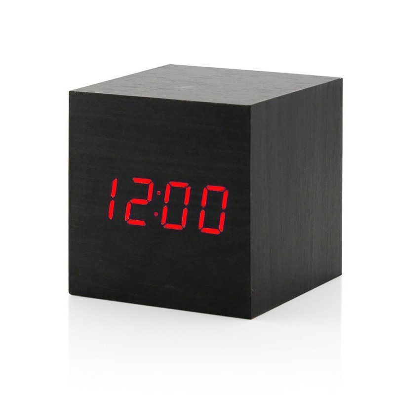 Voice-Activated LED Cube Alarm Clock | Wood Design | Date & Temperature