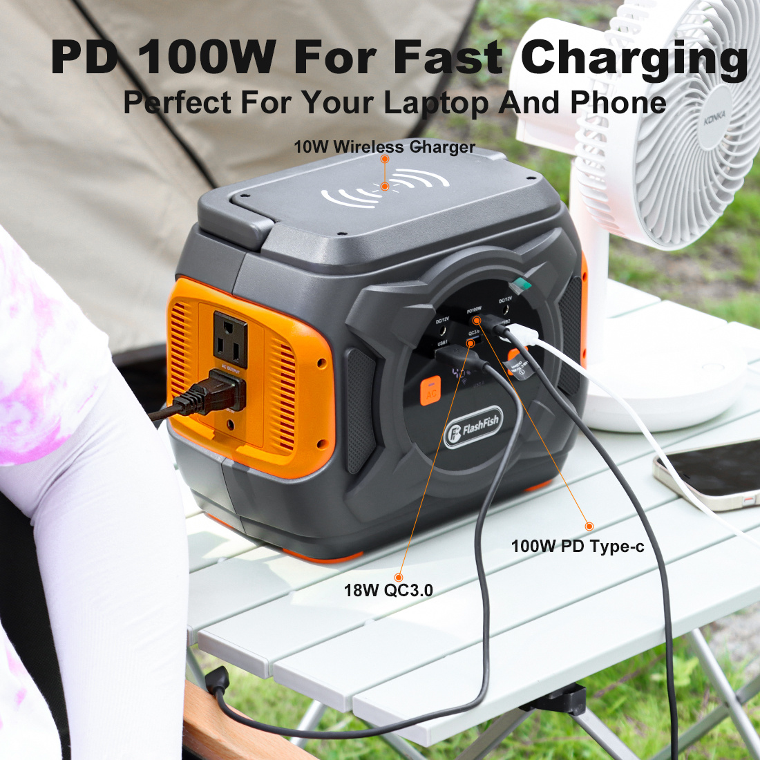 320W Portable Emergency Power Station | 292Wh + Wireless Charging | Solar Ready