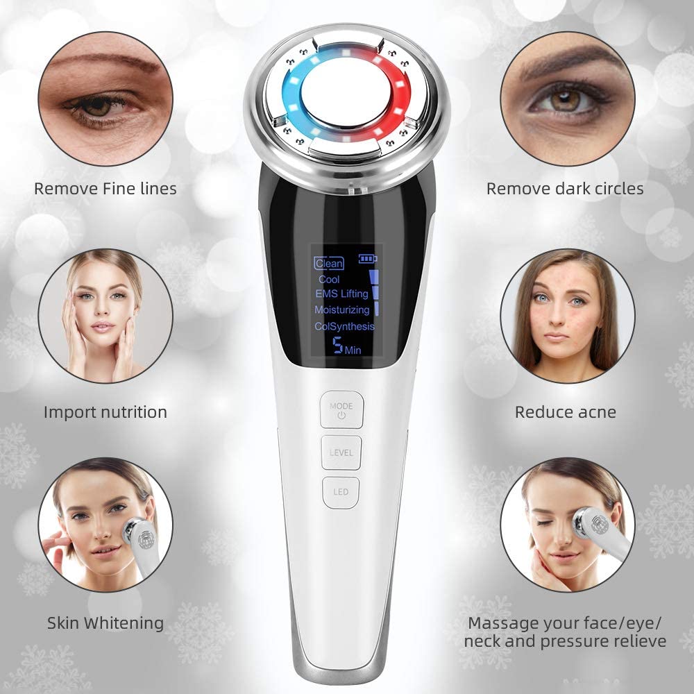 5-in-1 Ultrasonic EMS Facial Massager | Anti-Aging Skin Device