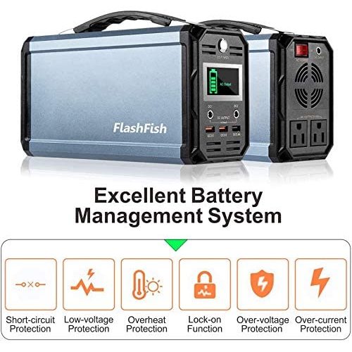 FlashFish 300W Portable Power Station | 222Wh / 60000mAh | Solar Ready