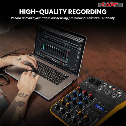 4-Channel Audio Mixer | Bluetooth 5.4 + USB Interface | DJ & Studio